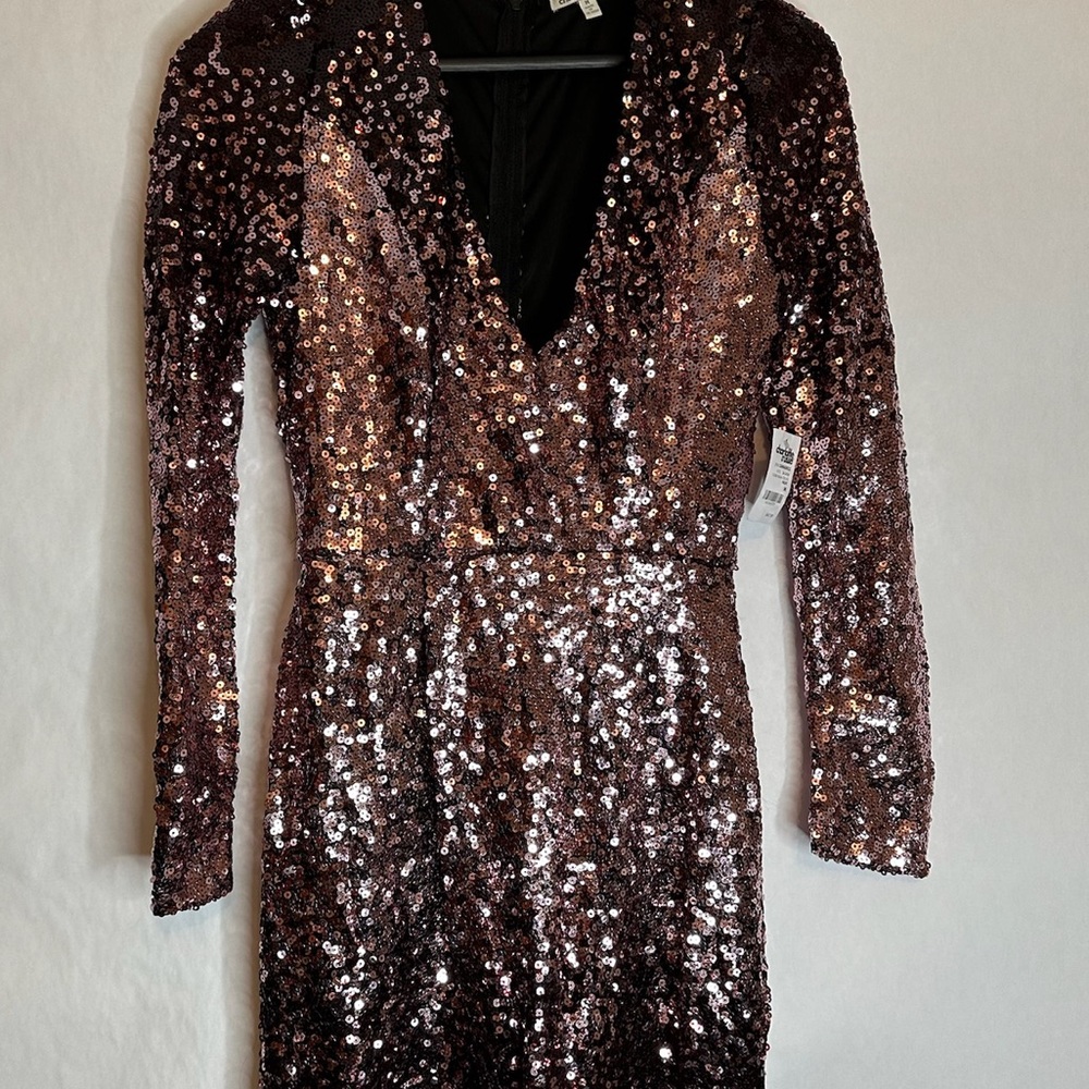 NWT Charlotte Russe Sequin Bodycon Dress Medium Rose Silver Ombré Y2K Sparkle - Picture 5 of 7